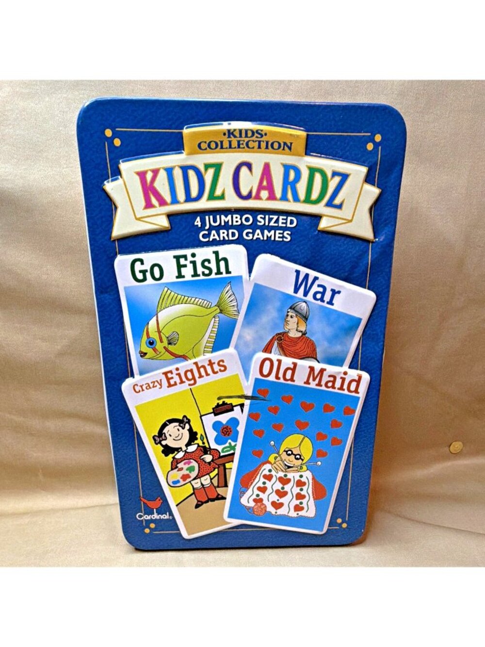 Cardinal Kidz Cardz 4 Jumbo Card Games Tin Set Ages 4-7 2-6 Players 2000 Y2K Toy